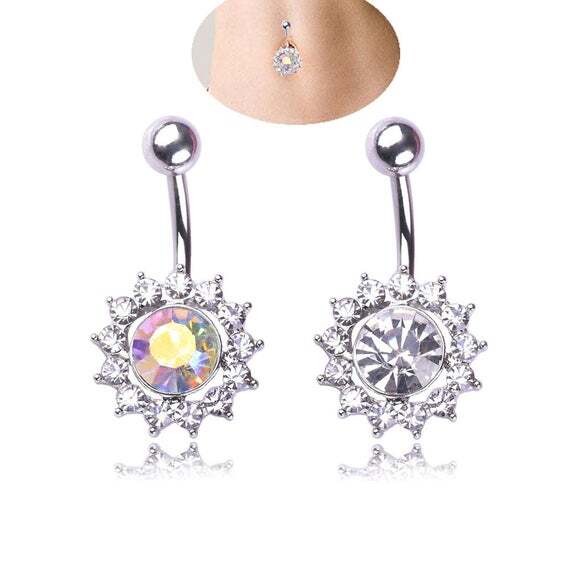 Flower Shape Belly Ring  Belly Navel Rings  Body Piercing | Etsy