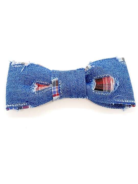 4 Plaid Denim Hair Bow  Denim Headband  Girls Headband  | Etsy