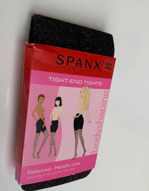 Spanx Patterned Tight End Tights Metallic Luxe Black Gold -