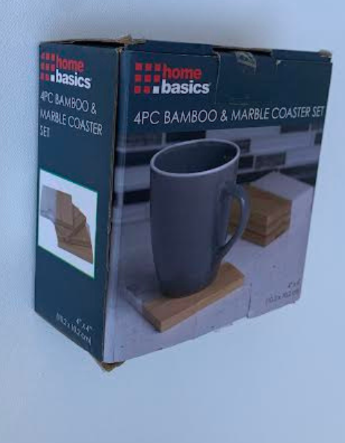 Home Basics Marble And Bamboo Coaster (Set of 4) -