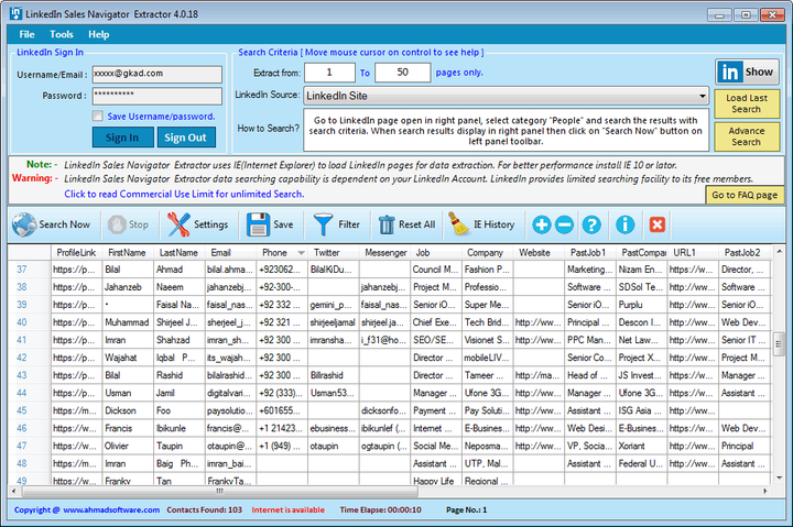 LinkedIn Sale Navigator Extractor Grabber Scraper Software